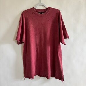 Civil Regime Mens Distressed Shirt Medium Red Short Sleeve Grunge 100% Cotton